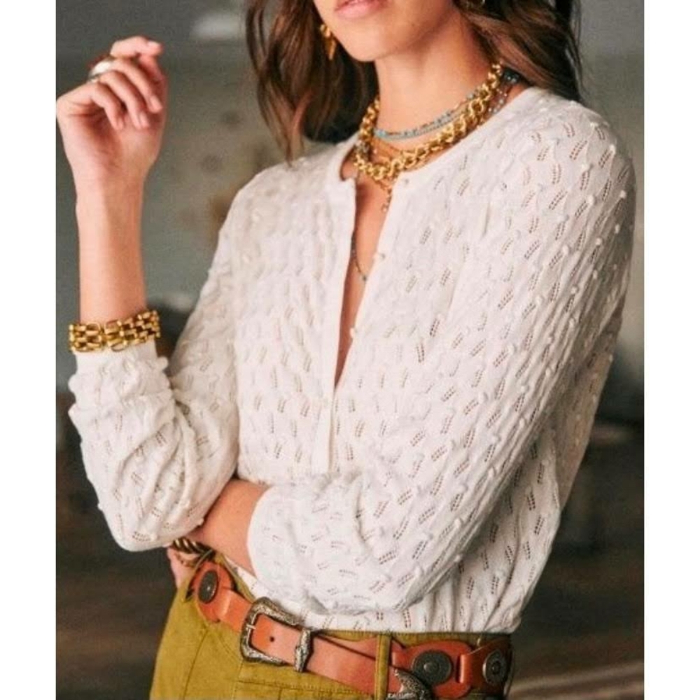 NWT Sezane Philippe jumper in white, size small